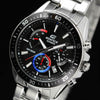 CASIOQuartz Waterproof EDIFICE Stainless Steel Strap Black Watch Dial Mens Black Analog