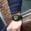 CASIOSports Waterproof Stainless Steel Strap Mens Black Digital
