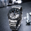 CASIOEDIFICE Sports Solar Powered Waterproof Sapphire Crystal Black DialSilver Strap Mens BlackSilver Analog