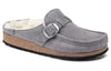 Birkenstock(WMNS) Buckley Shearling Suede Leather Narrow Fit Sandals 'Whale Gray'