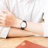 CASIOLeather Band Waterproof Men White/Brown White DialBlack Strap Mens WhiteBlack Analog