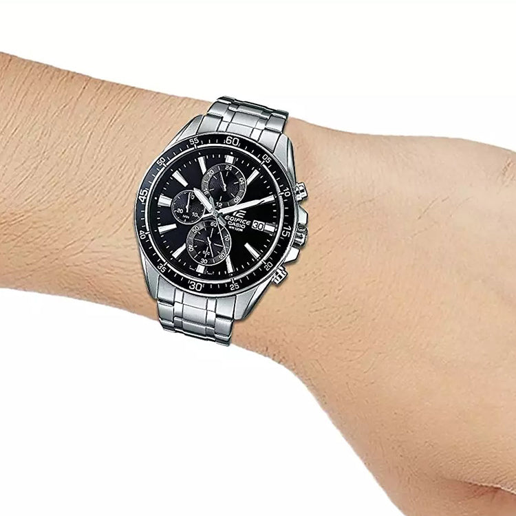 CASIOEDIFICE Stainless Steel Strap Black Dial Mens Black Analog