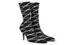 (WMNS) Balenciaga 80mm Monogram Logo Spandex Boots 'Black' 549784W1P601264