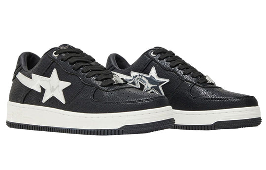 (WMNS) A BATHING APE Sta Leather Low 'Black White' 1I70-291-016-BLCKWHITE