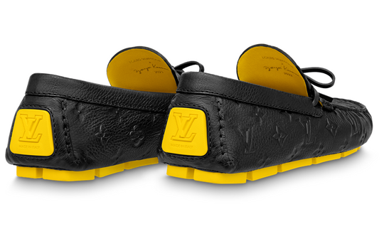 LOUIS VUITTON x YAYOI KUSAMA Moccasin Shoes 'Black Monogram with Yellow' 1ABD55