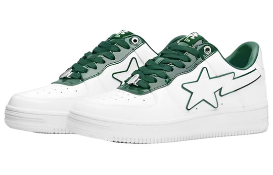 (WMNS) A BATHING APE Bape Sta Leather Low 'White Green' 1J30-291-017-GREN