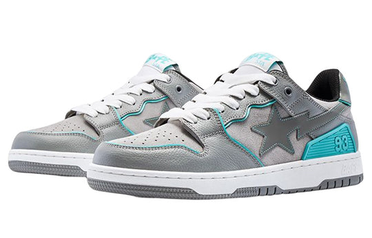 (WMNS) A BATHING APE Sk8 Leather Low 'Grey' 1I70-291-011-GREY