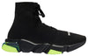 Balenciaga Speed Clear Sole Bandage Sneakers Black/Yellow 617255W05GJ1048