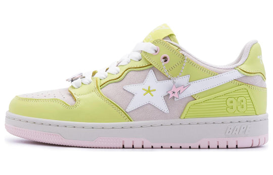 (WMNS) A BATHING APE Sk8 Sta Leather Low 'Yellow Pink' BPYSNSN0098XJ