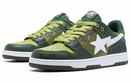 (WMNS) A BATHING APE Sk8 Sta Leather Low 'Green' 1J30-291-024-GREN