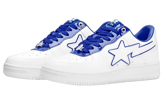 (WMNS) A BATHING APE Bape Sta Leather Low 'White Blue' 1J30-291-017-WHITE