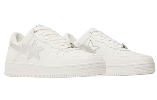 A BATHING APE Bape STA Leather Low 'White Silver' 1I70-191-017-WHITE