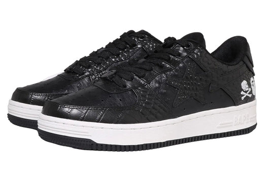 NEIGHBORHOOD x A BATHING APE Bape STA Leather Low 'Black' 1J23-191-901-BLCK