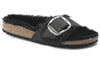 Birkenstock(WMNS) Madrid Big Buckle Shearling Oiled Leather Narrow Fit Sandals 'Black'