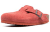 Birkenstock(WMNS) Boston Shearling Suede Leather Narrow Fit 'Sienna Red'