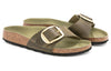 BirkenstockMadrid Big Buckle Natural Leather Oiled Narrow Fit Sandals 'Olive and Green'