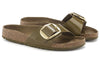BirkenstockMadrid Big Buckle Natural Leather Narrow Fit Sandals 'Patent High Shine Mud Green'