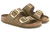 Birkenstock(WMNS) Arizona Big Buckle Natural Leather Patent Narrow Fit Sandals 'High Shine Mud Green'