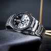 CASIOEDIFICE Sports Solar Powered Waterproof Sapphire Crystal Black DialSilver Strap Mens BlackSilver Analog