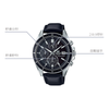 CASIOEDIFICE Waterproof Sapphire Crystal Solar Powered Mens Black Analog