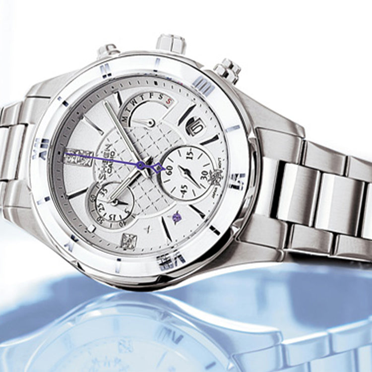 CASIOSHEEN Limited Edition Waterproof Stainless Steel Strap White Analog
