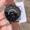 CASIOMen's Dress Series Waterproof Quartz Black Dial 43mm Leather Strap Watch Mens Brown Analog