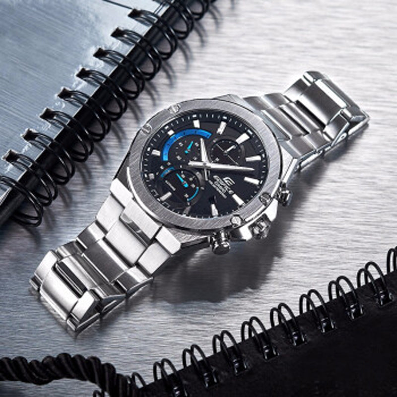CASIOWaterproof EDIFICE Sapphire Crystal Solar Powered Mens Silver Analog