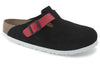 Birkenstock(WMNS) Boston Suede Leather/Birko-Flor 'Black / Active red'