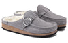 Birkenstock(WMNS) Buckley Shearling Suede Leather Narrow Fit Sandals 'Whale Gray'
