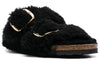 Birkenstock(WMNS) Arizona Big Buckle Shearling Narrow Fit 'Black Gold'