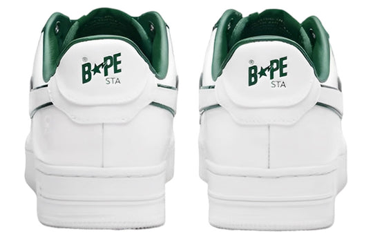 (WMNS) A BATHING APE Bape Sta Leather Low 'White Green' 1J30-291-017-GREN