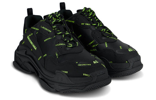 Balenciaga Triple S Sneaker 'Allover Logo - Black Fluo Yellow' 536737W2FA11070