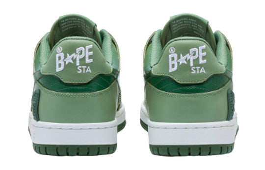 A BATHING APE SK8 Sta Leather Low 'White Green' 1I70-191-021-GREN