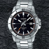 CASIOStainless Steel Strap Quartz Waterproof Mens SilverBlack Analog