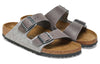 BirkenstockArizona Leather/Textile/Felt Narrow Fit 'Light Grey'