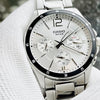 CASIOWaterproof Stainless Steel Strap Mens White Analog