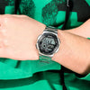 CASIOWaterproof Sports Stainless Steel Strap Mens Black Digital