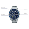 CASIOEDIFICE Waterproof Sapphire Crystal Solar Powered Stainless Steel Strap Mens Silver Analog