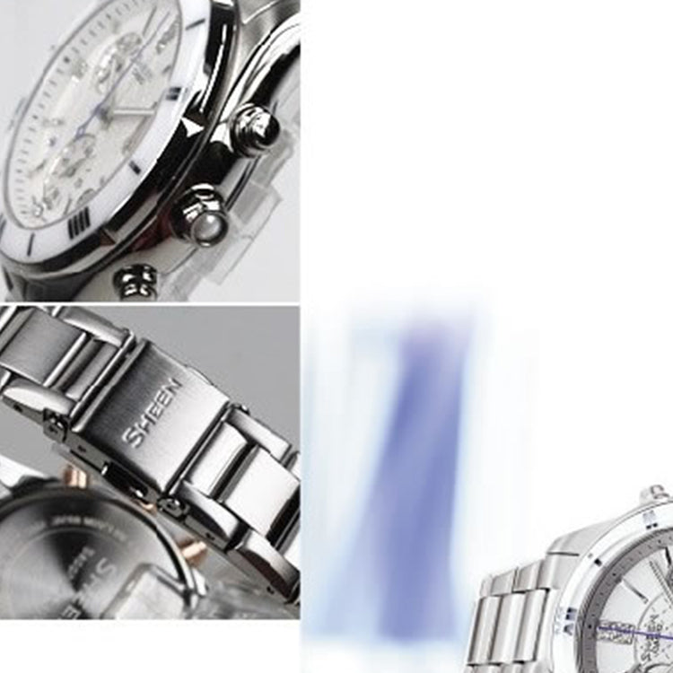 CASIOSHEEN Limited Edition Waterproof Stainless Steel Strap White Analog