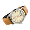 CASIOSportses Business es Creamy/Brown Quartz Waterproof Unisex Mens Gold Analog
