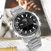 CASIOMen's Dress Series Classic Minimalistic Black 47mm 50 waterproof Stainless Steel Strap Mens Silver Analog