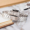 CASIOSquare Stainless Steel Band Stainless Steel Strap Black Analog