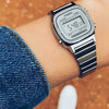 CASIOSTANDARD Vintage Dial Steel Link Band Quartz Waterproof Silver Digital