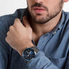 CASIOEDIFICE Waterproof Stainless Steel Strap Mens Black/Blue Analog