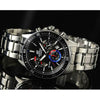 CASIOQuartz Waterproof EDIFICE Stainless Steel Strap Black Watch Dial Mens Black Analog