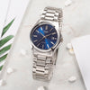 CASIOWaterproof Stainless Steel Strap Blue Dial Mens Blue Analog