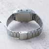 CASIOMen' s Data Bank Dial Stainless Steel Band Quartz Waterproof Mens Silver Digital