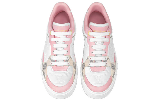 (WMNS) LOUIS VUITTON Time Out Sneakers 'White with Plaid and Logo Monogram' 1A9PYU