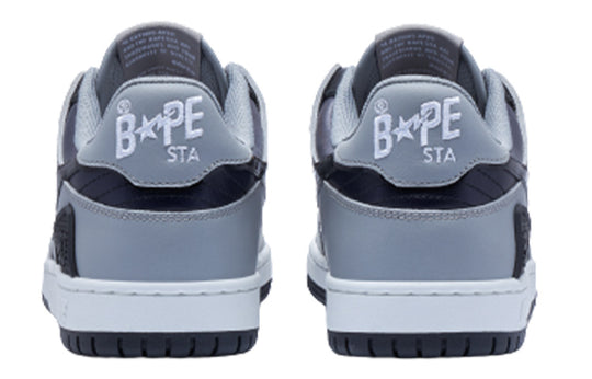 (WMNS) A BATHING APE Sk8 Leather Low 'Black White' 1I70-291-020-BLCKWHITE