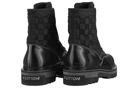 LOUIS VUITTON Flat Ranger Ankle Boots 'Black with Plaid' 1A9ACR